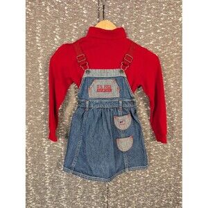 Vintage U.S. Polo Association Denim Embroidered Overall‎ Jumper Gir's 3T